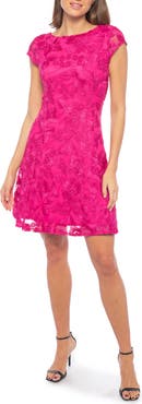 Marina Embroidered Cap Sleeve Fit & Flare Dress
