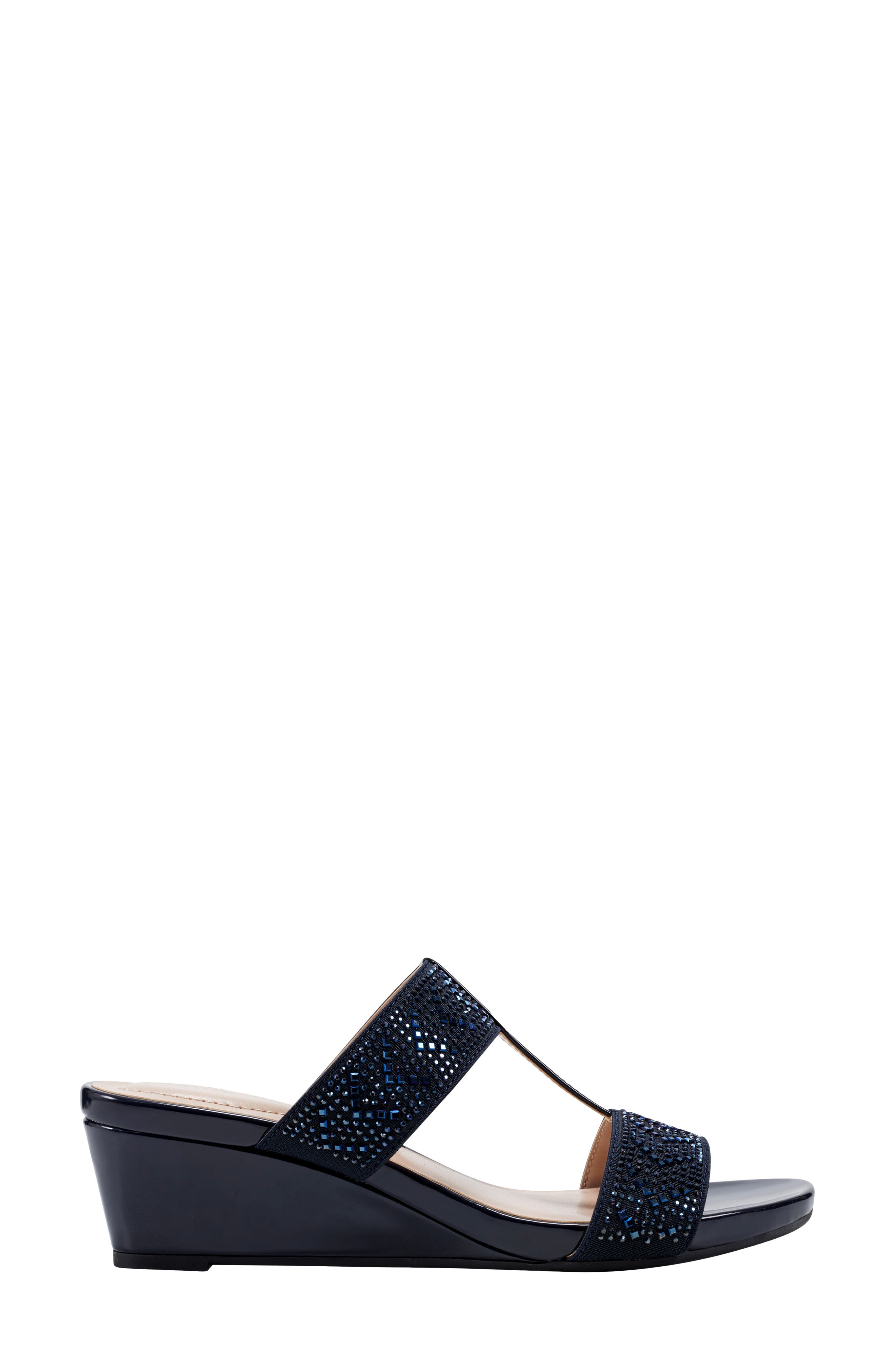Bandolino Iluvit Wedge Sandal, Alternate, color, Dark Blue