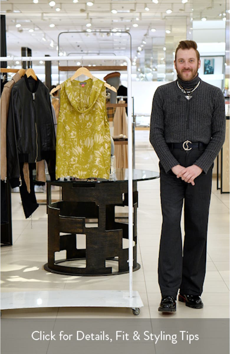 Floral Print Sleeveless Cowl Neck Satin Top, sales video thumbnail