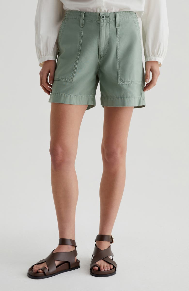 AG Rosa Cotton Twill Shorts, Main, color, Sulfur Matcha Latte