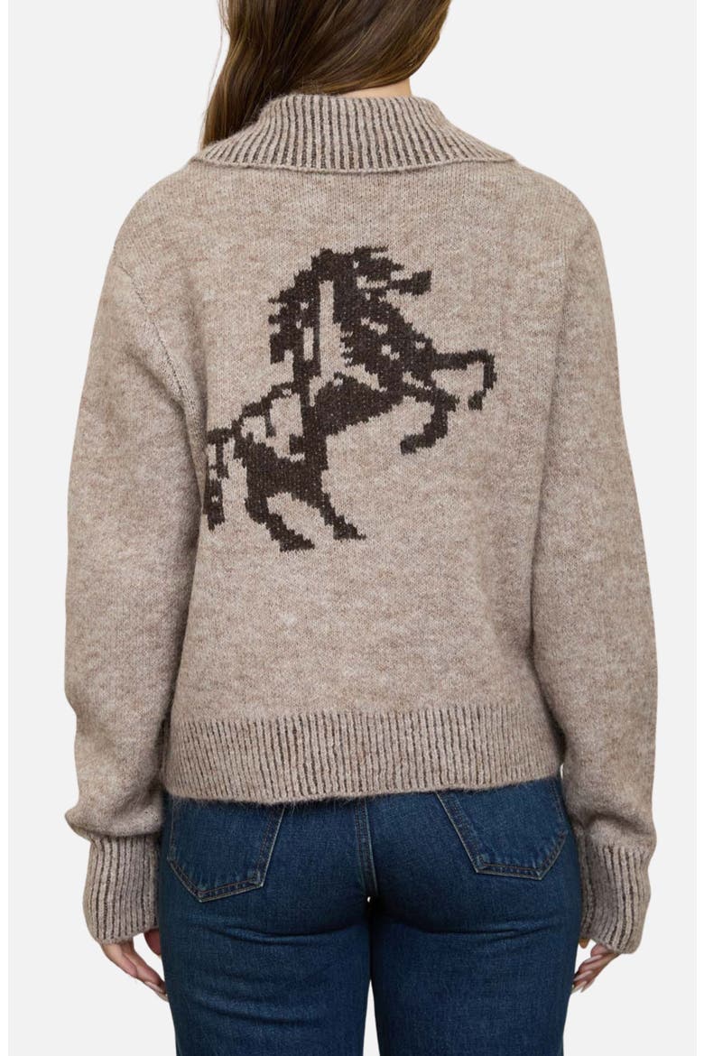 Horse Jacquard Cardigan, Alternate, color, LIGHT BROWN MULTI