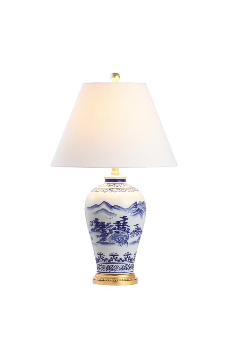 JONATHAN Y Zhou Ceramic/Iron Traditional Cottage LED Table Lamp, Alternate, color, Blue/White