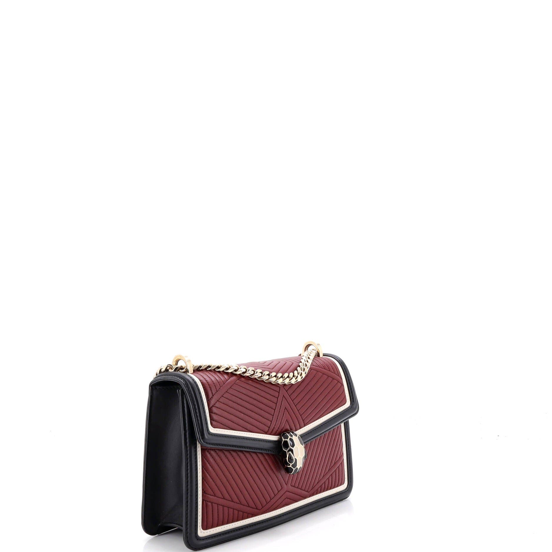 Serpenti Forever Shoulder Bag Quilted Leather Small, Alternate, color, Burgundy