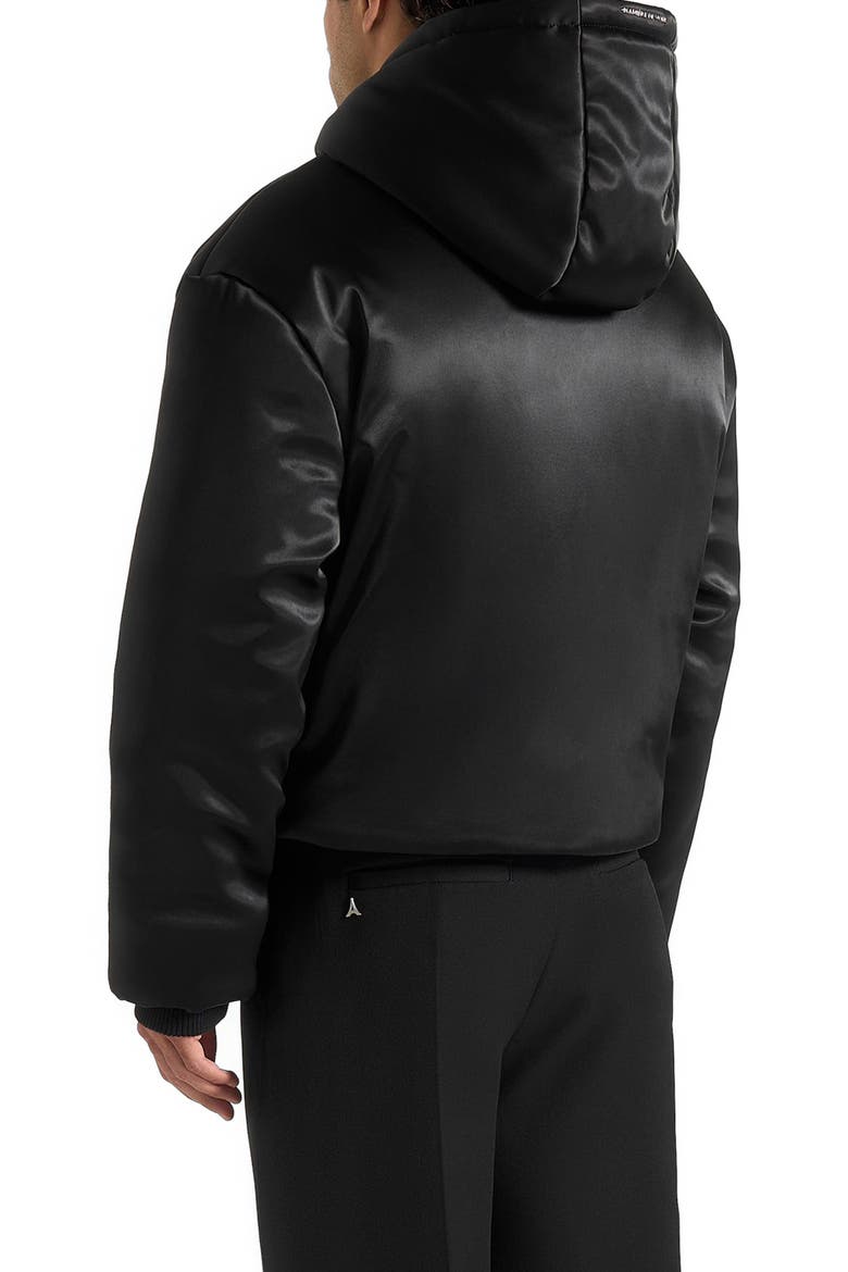 Dario Satin Cropped Hooded Jacket, Alternate, color, Black