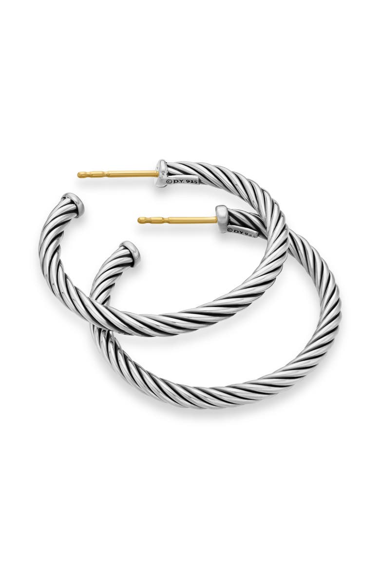 Cable Loop Hoop Earrings, Alternate, color, SILVER