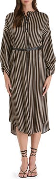 AUGUST SKY Stripe Balloon Sleeve Shirtdress