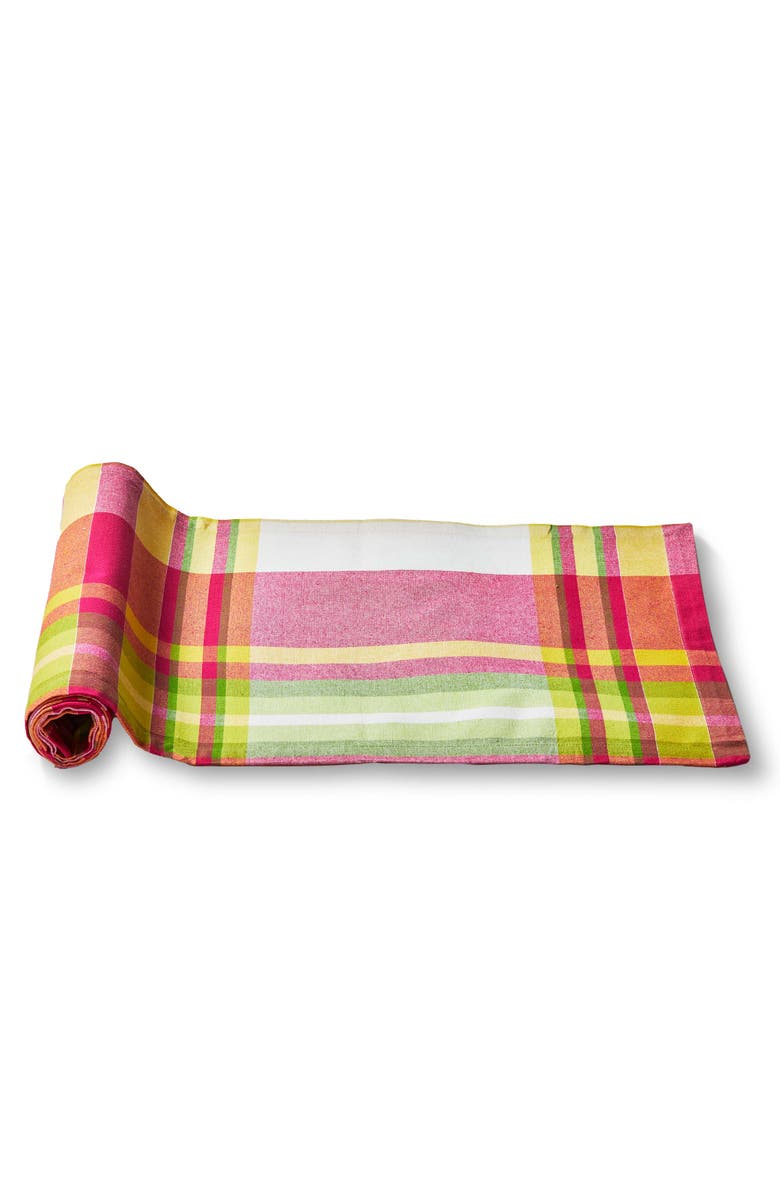 tag Lemoncello Plaid Table Runner Multicolor Cotton Machine Washable, Main, color, Multicolored