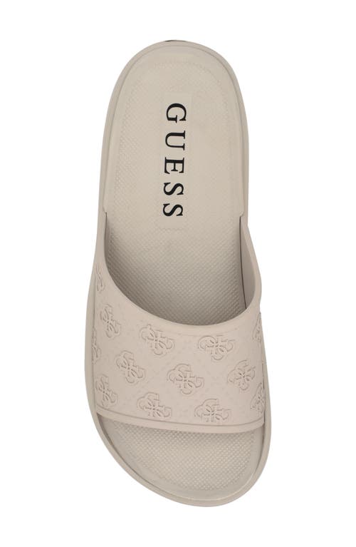 Guess Magaria Slide Sandal In Light Grey Logo Multi