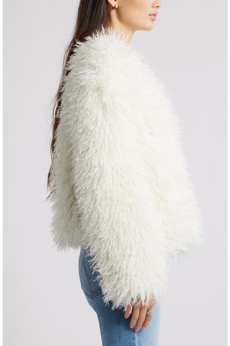 Shaggy Faux Fur Open Front Jacket, Alternate, color, IVORY