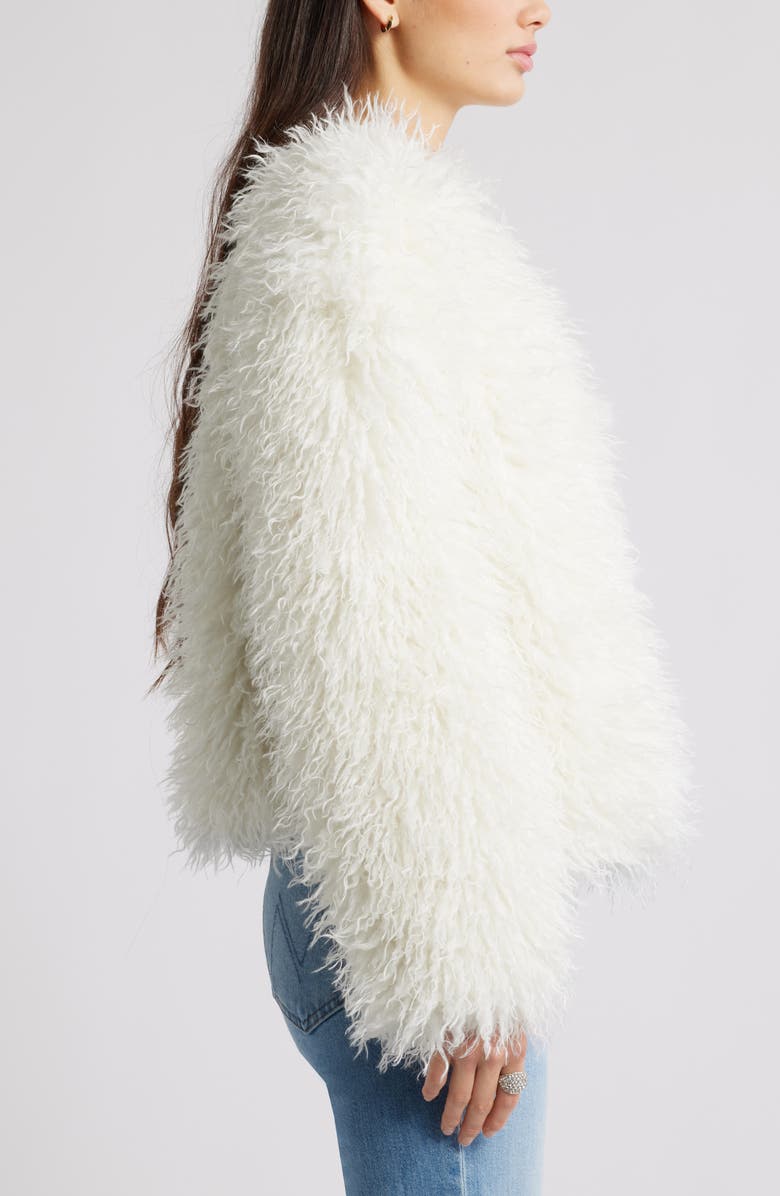Open Edit Shaggy Faux Fur Open Front Jacket, Alternate, color, Ivory