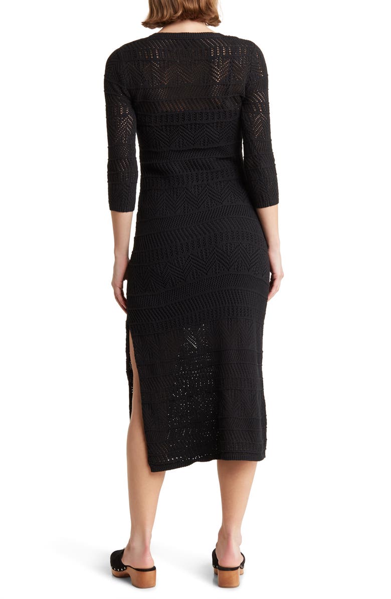 rag & bone Renee Pointelle Cotton Blend Midi Dress, Alternate, color, 