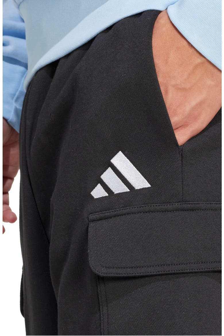 Essentials Feelcozy Fleece Cargo Shorts, Alternate, color, BLACK/ WHITE