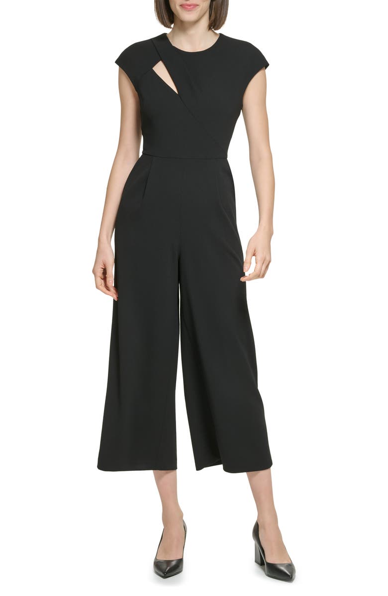 Calvin Klein Cap Sleeve Cutout Jumpsuit, Main, color,