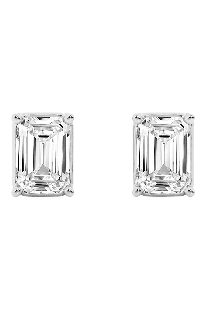 14K Gold Emerald Cut Lab-Created Diamond Stud Earrings - 1.5ct, Alternate, color, 0.5 CTW WHITE GOLD