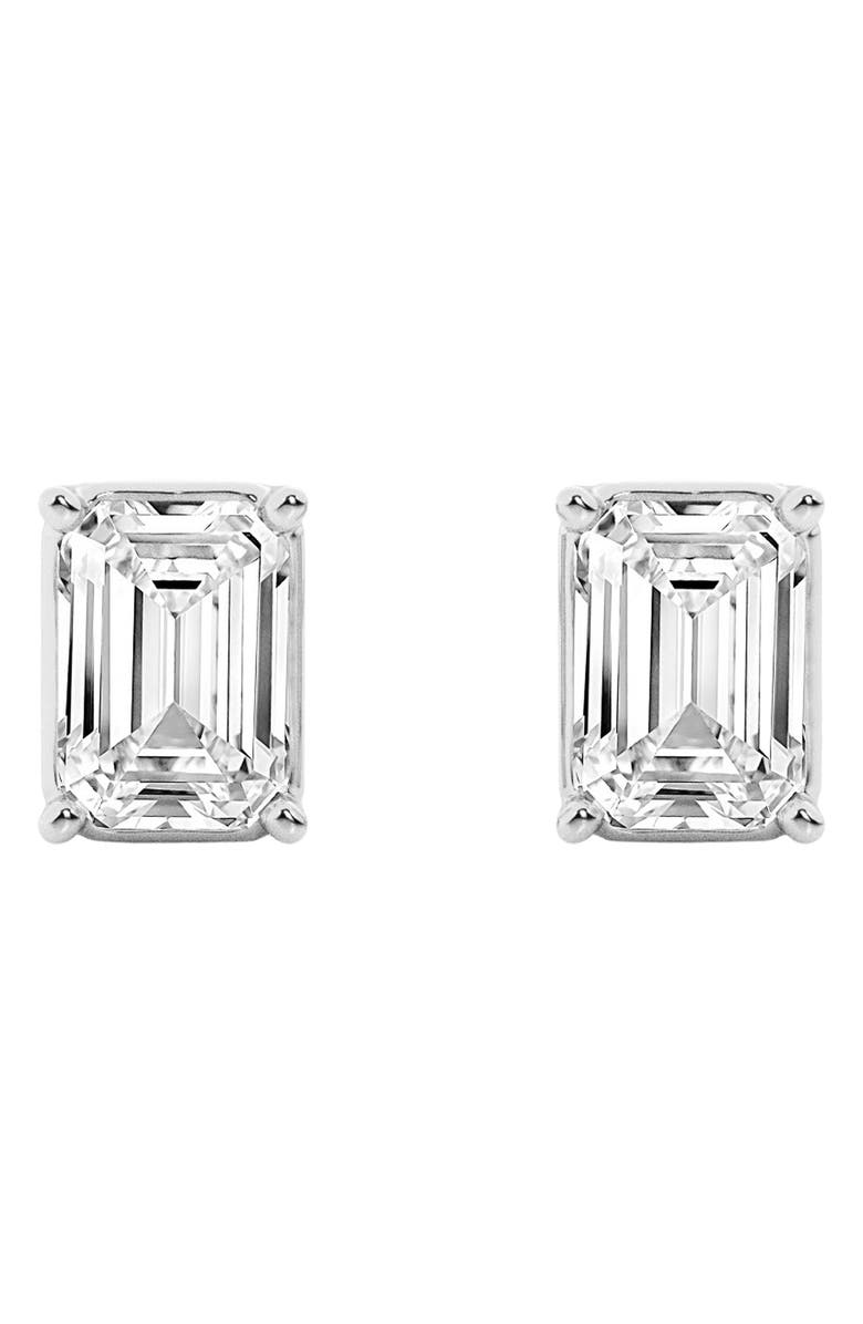 Badgley Mischka Collection 14K Gold Emerald Cut Lab-Created Diamond Stud Earrings - 1.5ct, Alternate, color, 1.5 Ctw White Gold