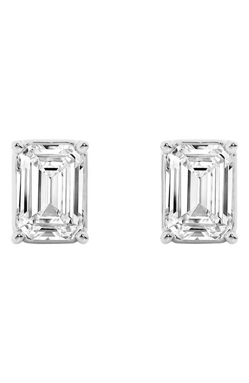 Badgley Mischka Collection 14k Gold Emerald Cut Lab-created Diamond Stud Earrings In 1 Ctw White Gold