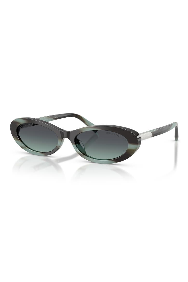 56mm Oval Sunglasses, Alternate, color, STRIPED BLACK TIFFANY / AZURE