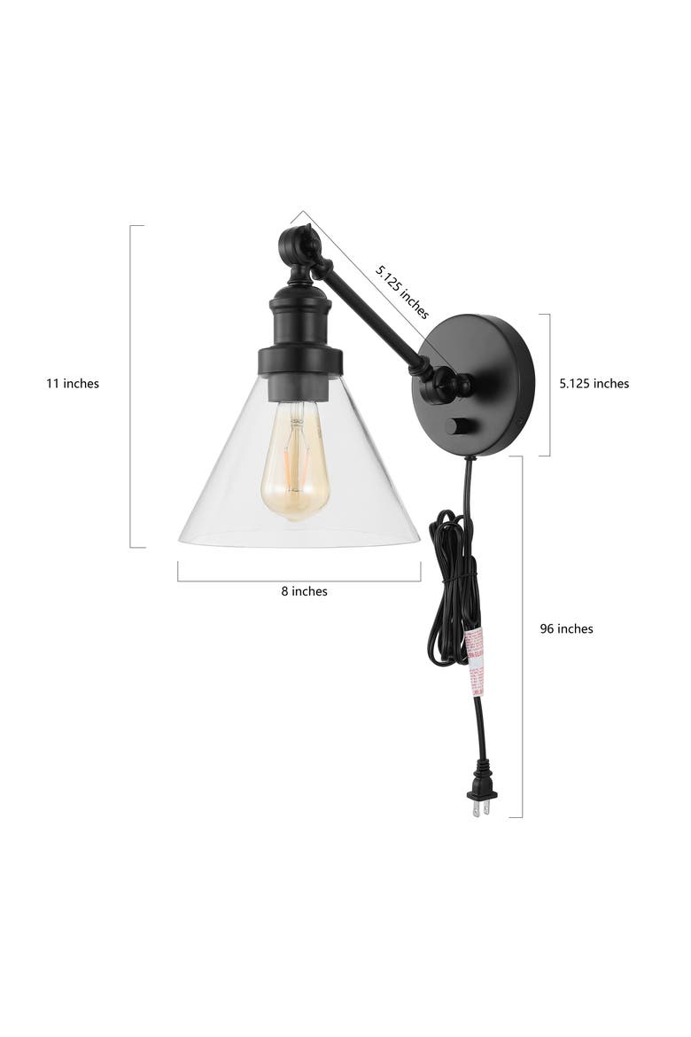 Cowie 8" Iron/Glass Adjustable LED Wall Sconce, Alternate, color, Oil Rubbed Bronze