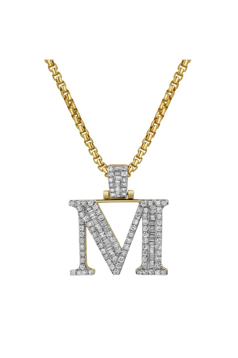 M Initial Diamond Pendant 10K Yellow Gold - 1.07 Carats, Main, color, 10K Yellow Gold