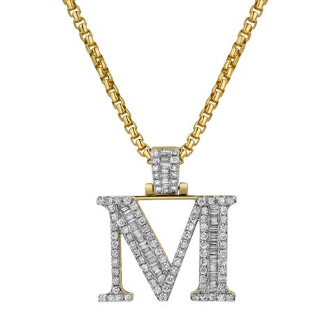 M Initial Diamond Pendant 10K Yellow Gold - 1.07 Carats