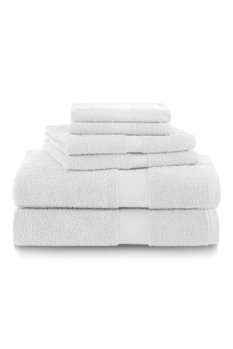 Ringspun 6-Piece Bath Towel Set, Main, color, OPTICAL WHITE