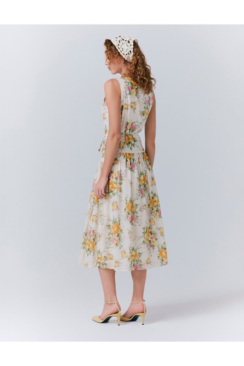 Julia Cotton Floral Midi Wrap Dress, Alternate, color, Yellow Floral