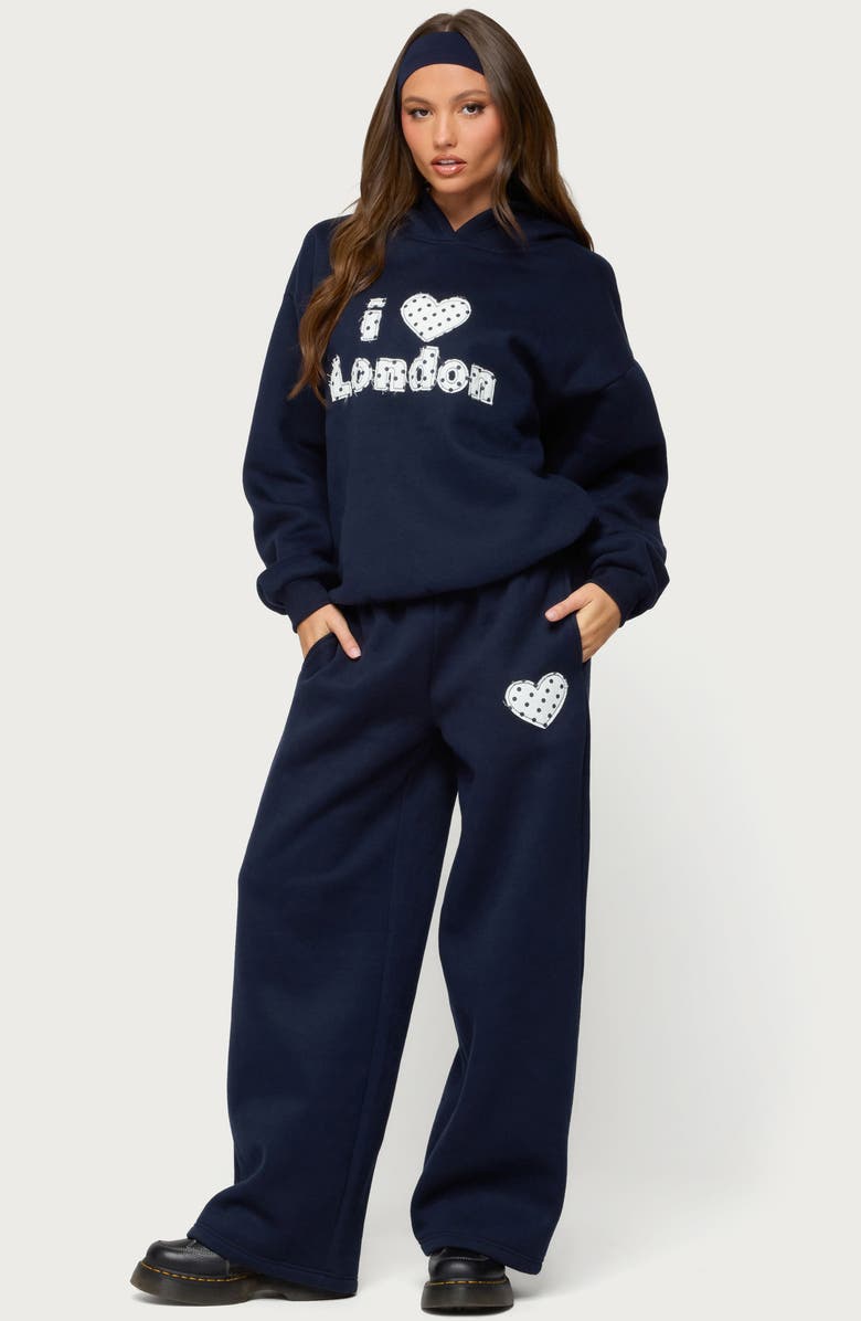 EDIKTED I Heart London Sweatpants, Alternate, color, Navy