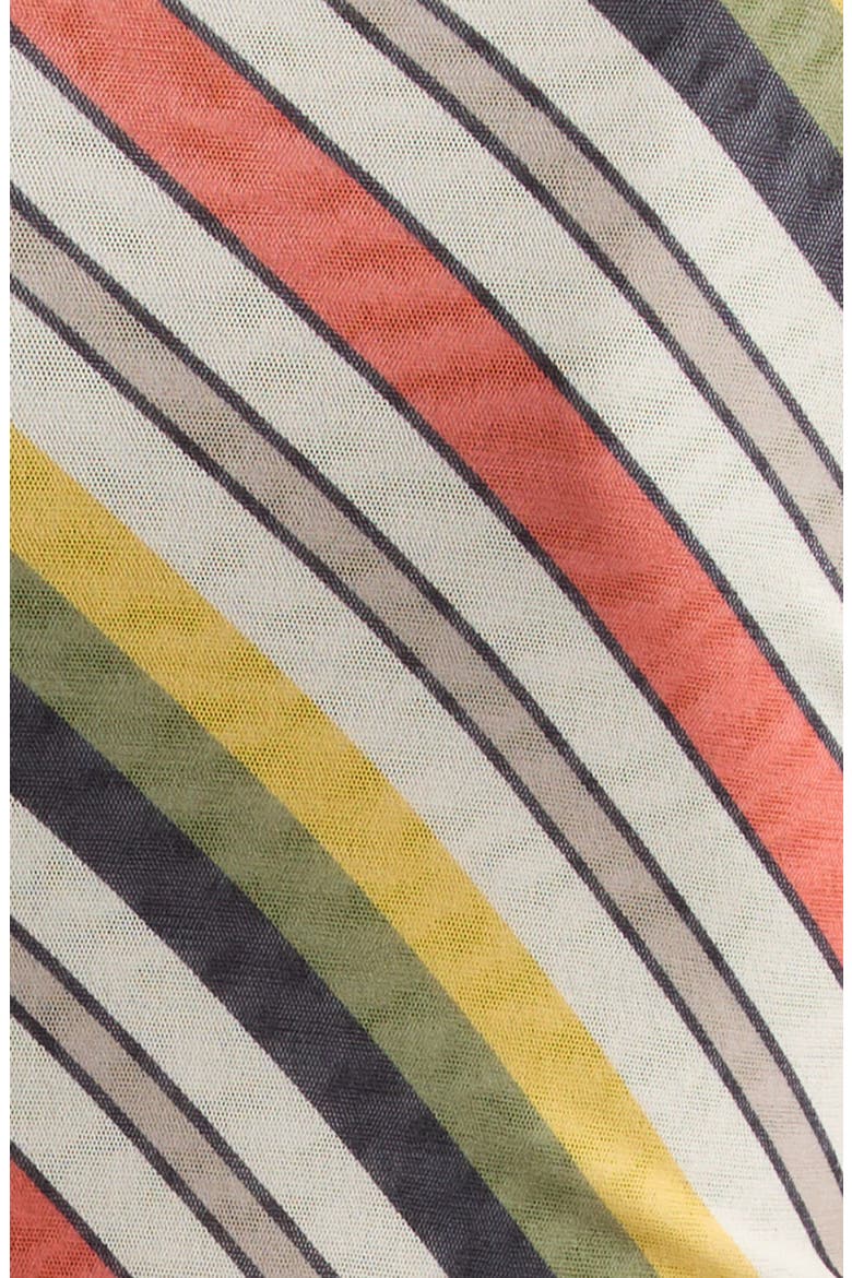 Retro Stripe Print Crop Mesh Baby Tee, Alternate, color, BEIGE MULTICOLOR