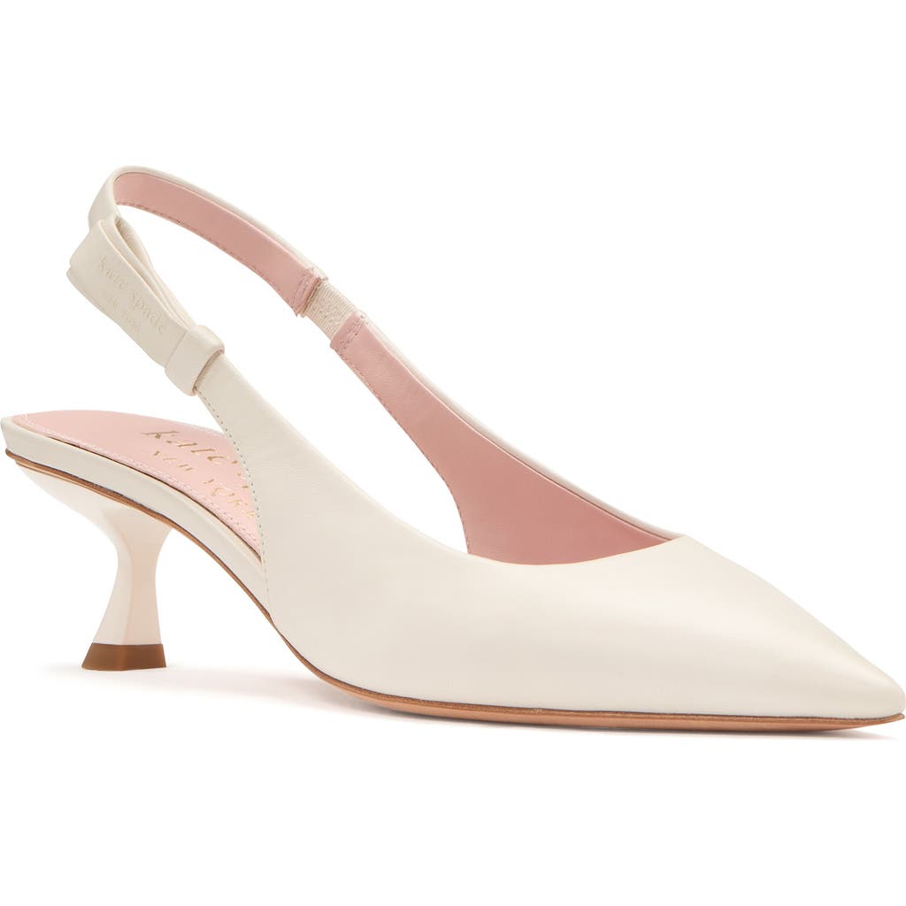 Shop Kate Spade New York Riley Slingback Pointed Toe Kitten Heel Pump In Cream