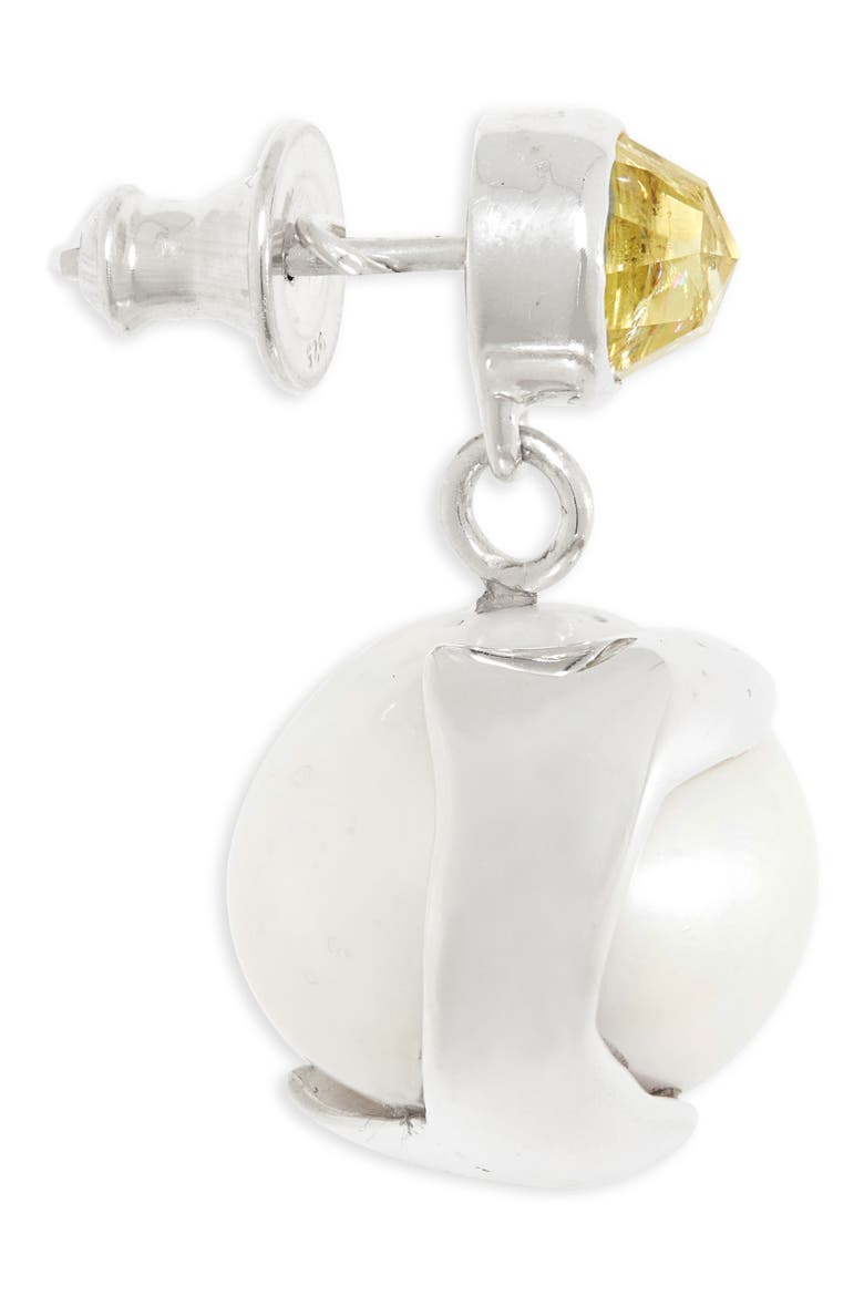 Pomme Pearl Drop Earrings, Alternate, color, STERLING SILVER/LEMON QUARTZ