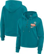 WEAR by Erin Andrews Women's WEAR by Erin Andrews Aqua Miami Dolphins Waffle-Knit Pullover Hoodie