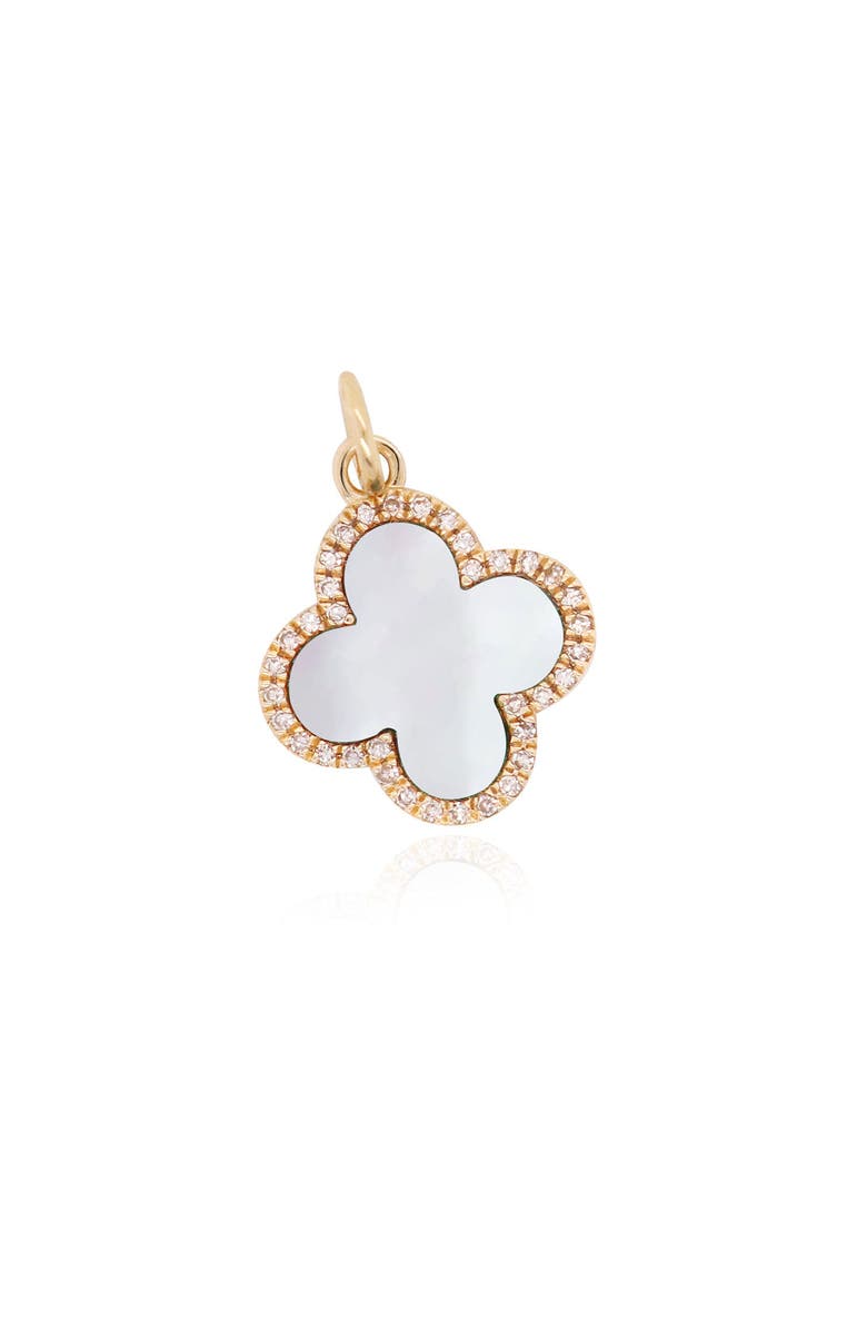 The Lovery Fine Jewelry Large Mother of Pearl Diamond Clover Charm, Main, color, Mother Of Pearl