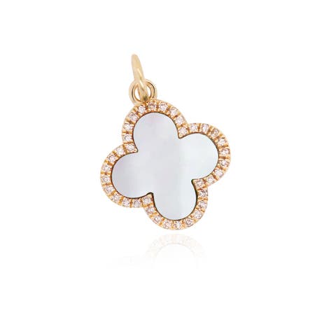 Large Mother of Pearl Diamond Clover Charm