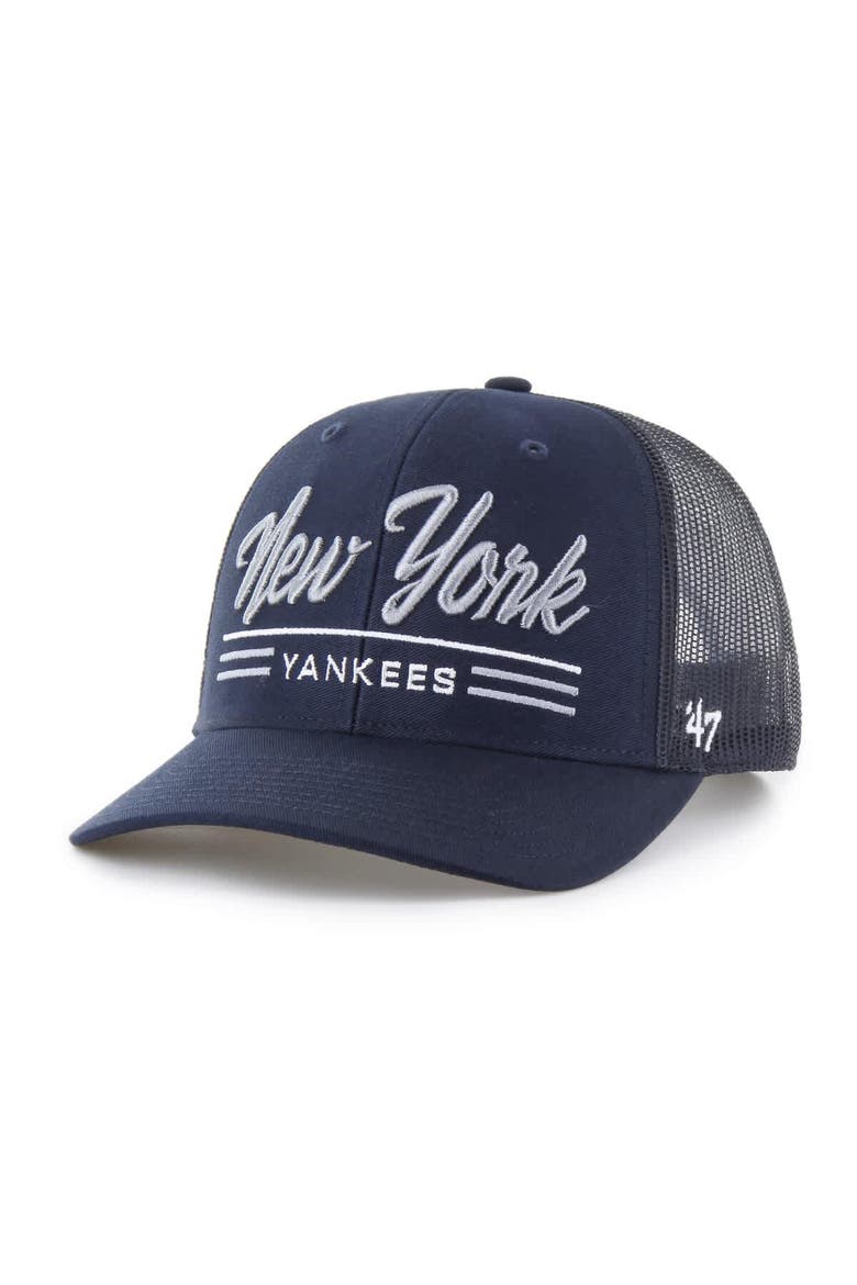 Men's '47 Navy New York Yankees Garner Trucker Adjustable Hat, Main, color, Navy