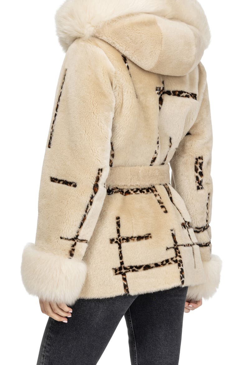 Reversible Genuine Shearling Parka with cuffs, Alternate, color, PALOMINO/LPRD INTARSIA