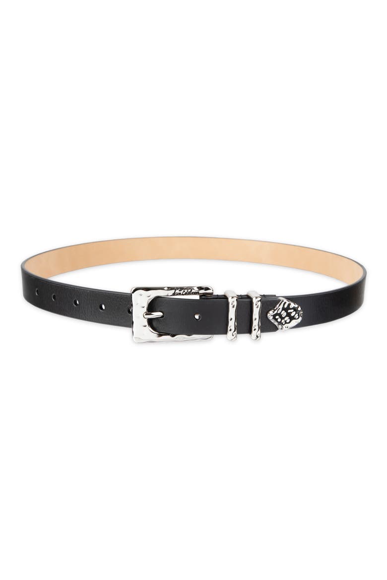 Hammered Leather Belt, Main, color, BLACK