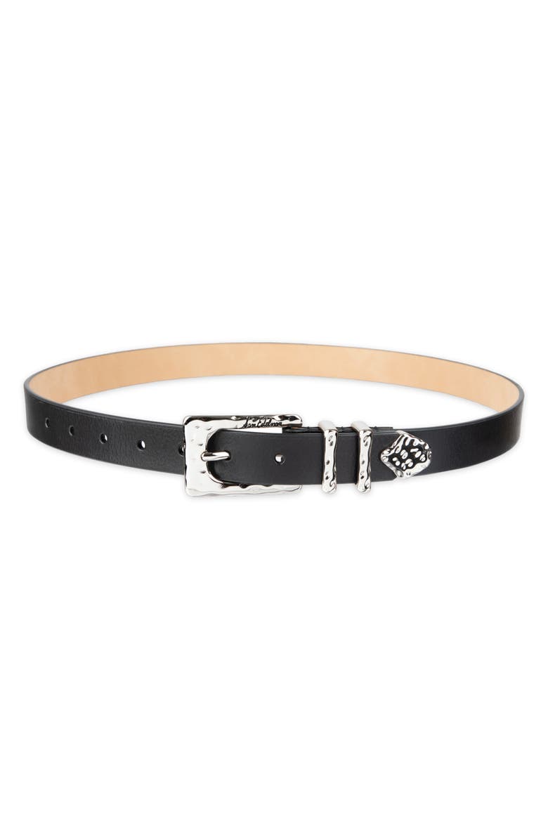 Sam Edelman Hammered Leather Belt, Main, color, Black