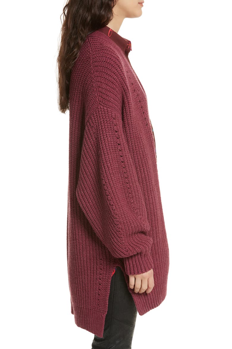 Nightingale Cardigan, Alternate, color, WINE