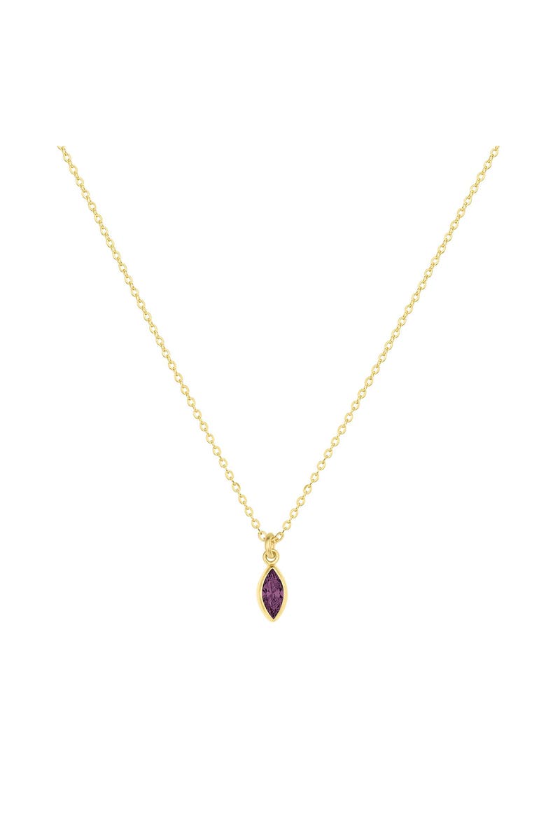 Set & Stones Marquise Birthstone Charm Necklace, Main, color, Gold / February