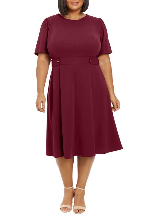 Short Sleeve Fit & Flare Midi Dress (Plus)