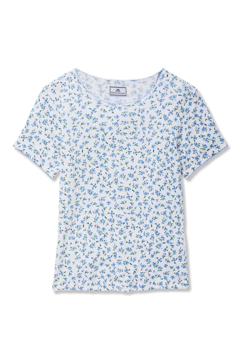 Pima Cotton Pointelle T-Shirt, Alternate, color, BLUE