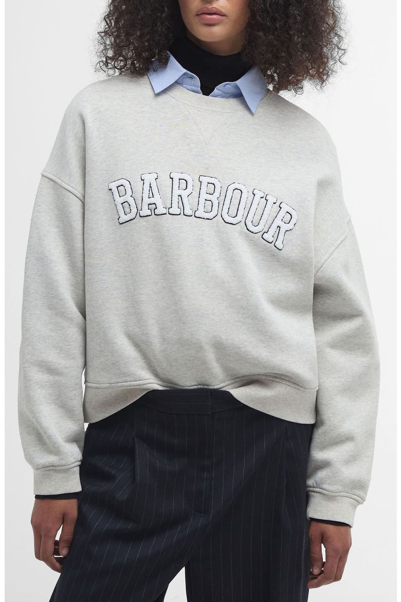 Silverdale Bouclé Logo Cotton Graphic Sweatshirt, Main, color, CLOUD MARL