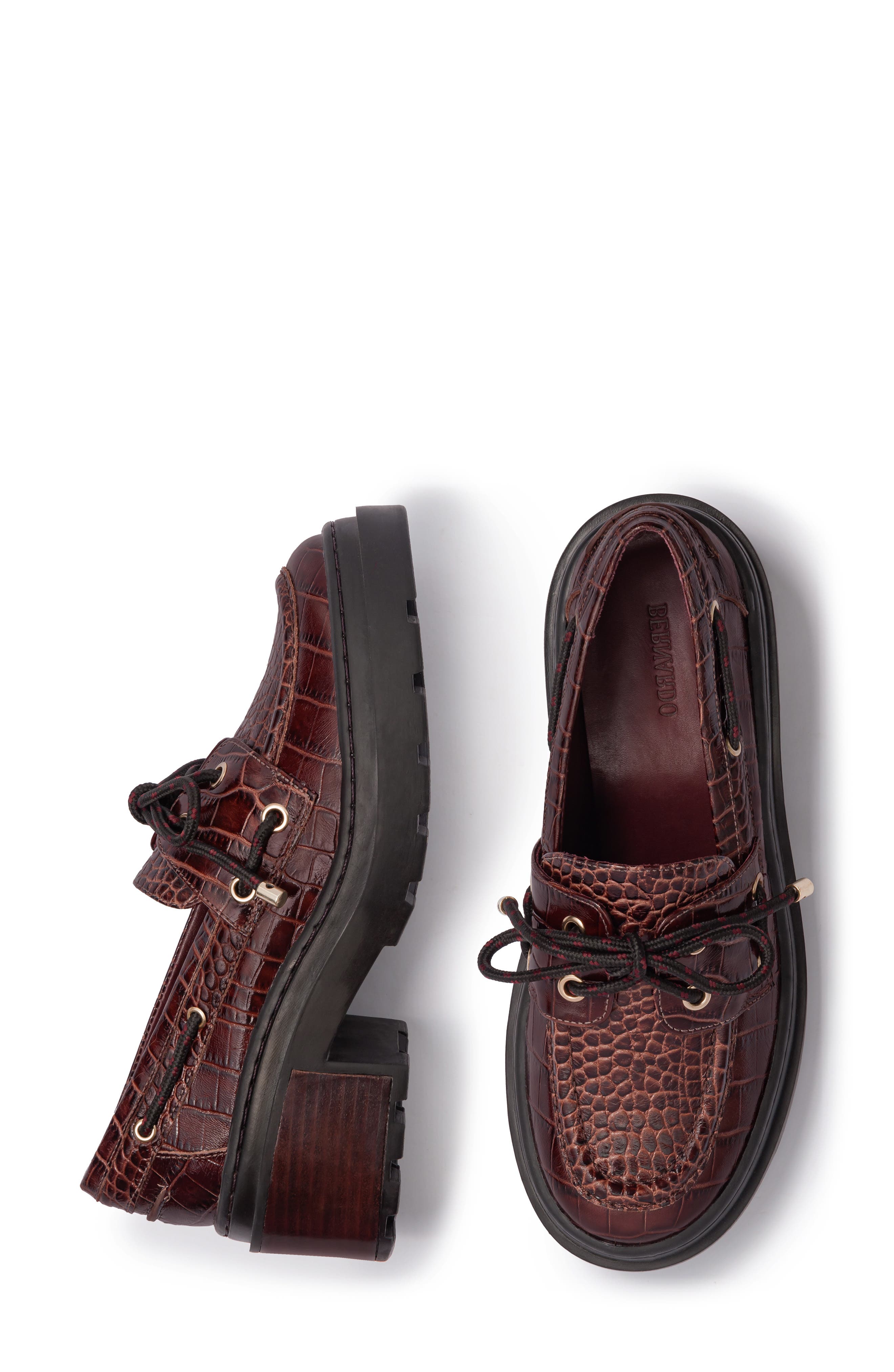 Nico Boat Shoe, Alternate, color, CHOCOLATE WINE CROCO