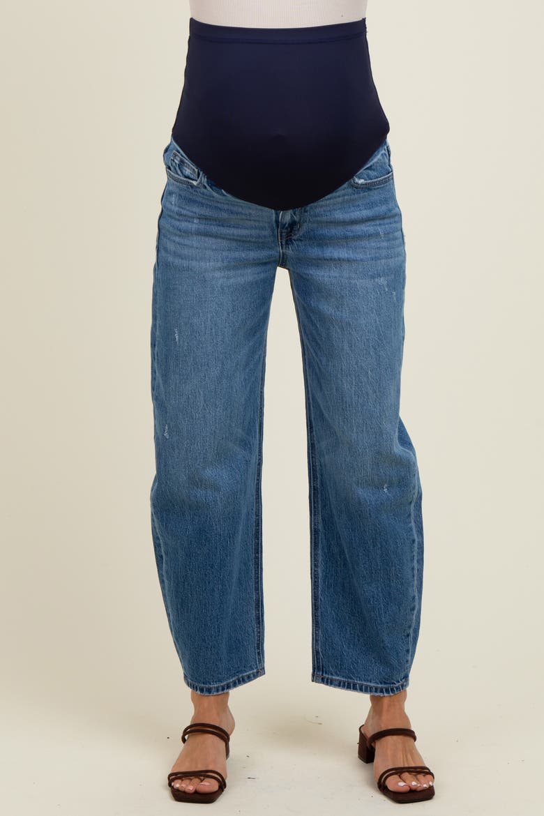Vintage Wash Ankle Straight Leg Maternity Jeans, Alternate, color, Blue
