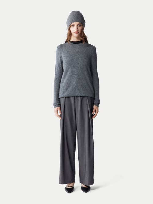 Gobi Mongolian Cashmere Cashmere Hat And Sweater Set In Stone Gray