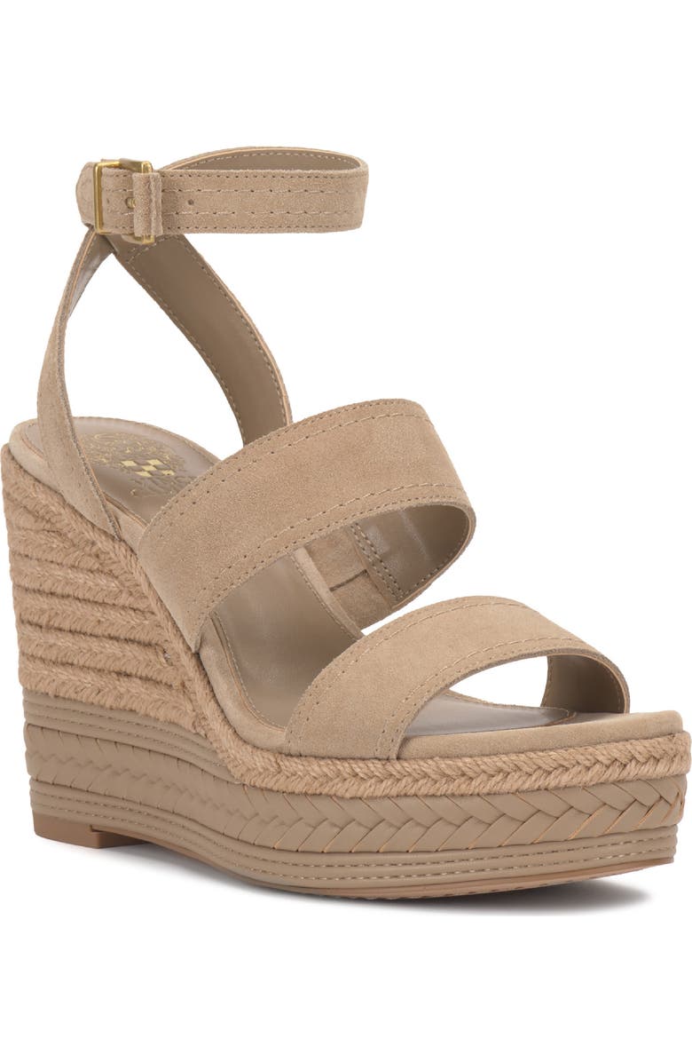 Vince Camuto Esmia Ankle Strap Platform Wedge Sandal, Main, color, Tortilla