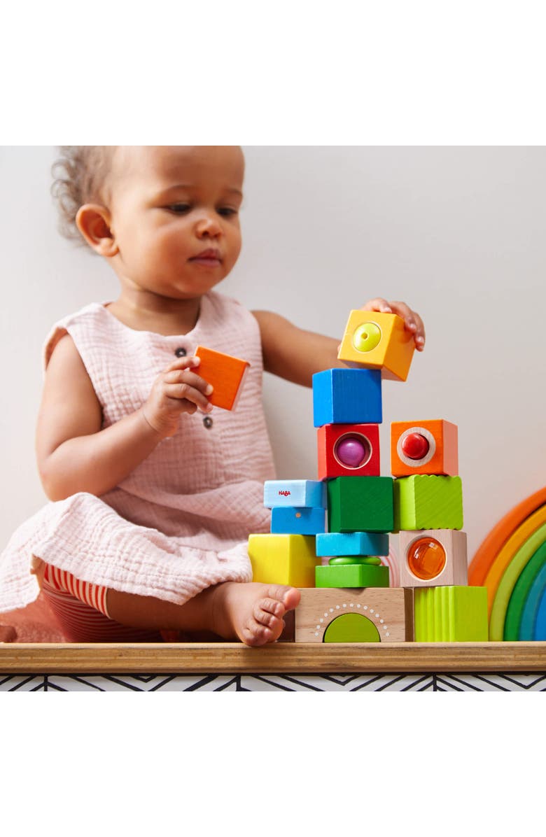 HABA Fun with Sounds Wooden Discovery Blocks for Toddlers with Acoustic Sounds, Toddler Toys for Preschool Learning Activities, Alternate, color, Multi