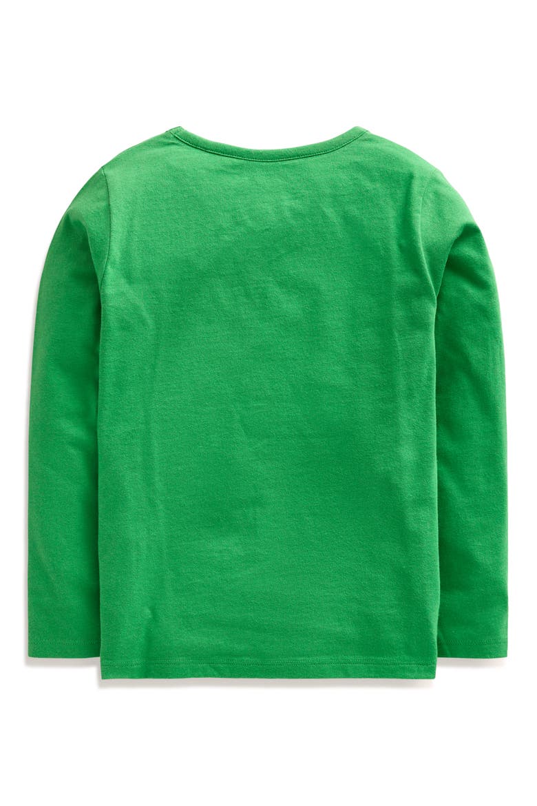 Kids' Animal Appliqué Long Sleeve Cotton Graphic T-Shirt, Alternate, color, IGUANA GREEN WOODLAND ANIMALS