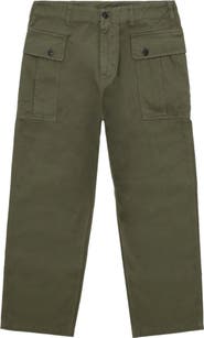Fortela Olive Herringbone Cargo Trousers