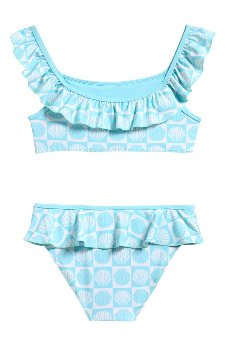 Boardies Kids' Ilfracombe Ruffle Two-Piece Swimsuit, Alternate, color, Blue/ Cream